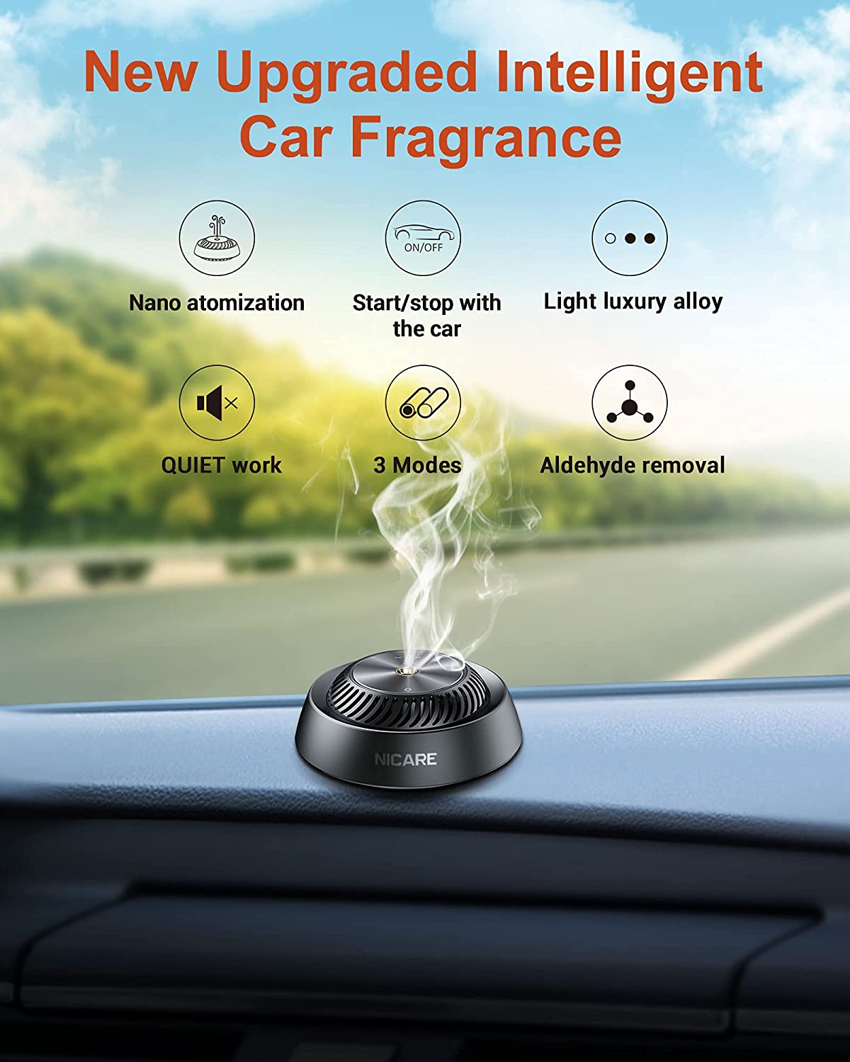 Smart Car Air Fresheners Ultrasonic Atomizer Adjustable